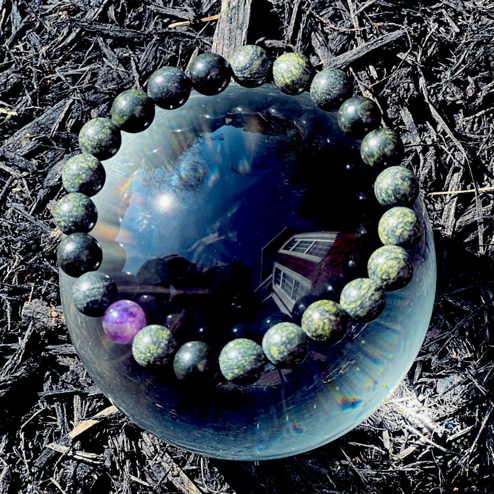 BRAVElets by Ava grey beaded bracelet with purple stone